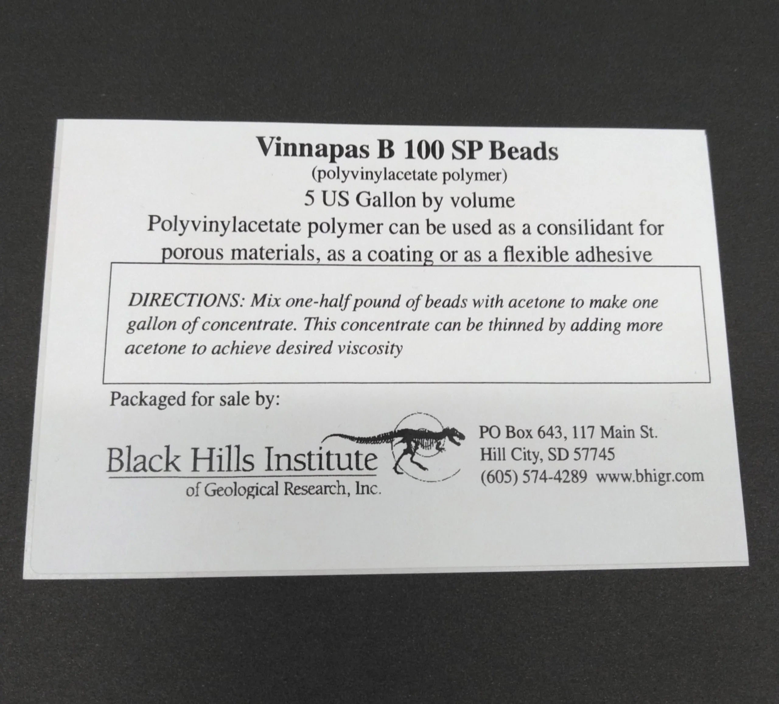 PVA Vinnapas B 100SP (Polyvinyl Acetate) Beads - 2.5 Gallon - Sealant